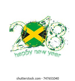 2018 Happy New Year Jamaica grunge vector template for greeting card, calendars 2018, seasonal flyers, christmas invitations and other.