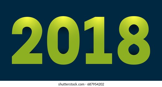 2018 Happy New Year. Light green numbers on blue background. Vector EPS10