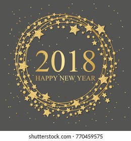 2018 Happy New Year light text for card for your design. Vector illustration.