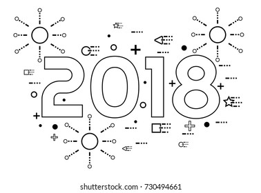 2018 happy new year linear style