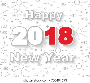 2018 happy new year linear style white