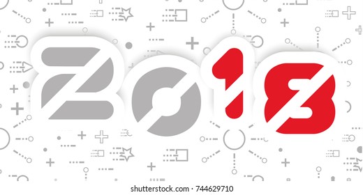 2018 happy new year linear style white second edition