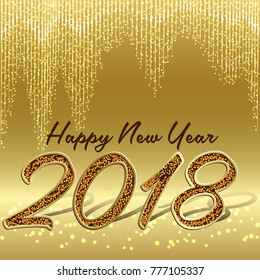 2018 happy new year and merry christmas, gold