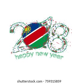 2018 Happy New Year Namibia grunge vector template for greeting card, calendars 2018, seasonal flyers, christmas invitations and other.