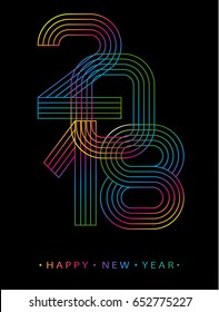 2018 Happy new year. Numbers minimalist style. Vector linear numbers. Design of greeting card. Vector illustration.