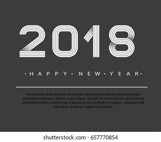 2018 Happy new year. Numbers minimalist style. Vector linear numbers. Design of greeting card. Vector illustration.