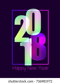 2018 Happy new year. Numbers futuristic style. Vector linear numbers.