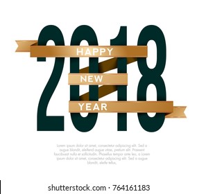 2018 Happy New Year on isolated background , for presentations, flyers, leaflets, postcards and posters. Vector illustration EPS10