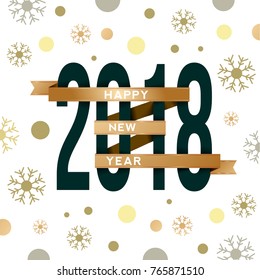 2018 Happy New Year on flat christmas background, for presentations, flyers, leaflets, postcards and posters. Vector illustration EPS10
