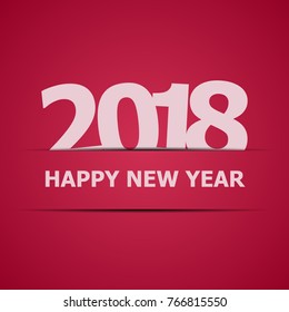 2018 Happy New Year on red background, stock vector