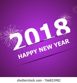 2018 Happy New Year on pink background
