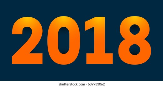 2018 Happy New Year. Orange numbers on blue background. Vector EPS10