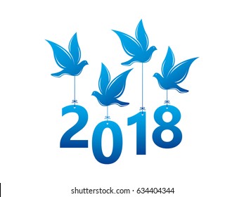 2018 happy new year with pigeon. Vector illustration