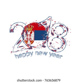 2018 Happy New Year Serbia grunge vector template for greeting card, calendars 2018, seasonal flyers, christmas invitations and other.