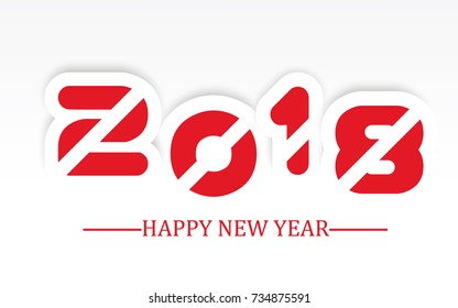 2018 happy new year simple writing with shading red