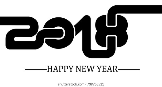 2018 happy new year  simple writing black two