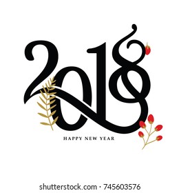 2018 2018 happy New year, Simple abstract vector illustration of Christmas card with calligraphic inscription 2018 and congratulations with a happy New year with the frame, happy New year 2018