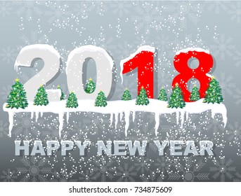 2018 Happy new year snow