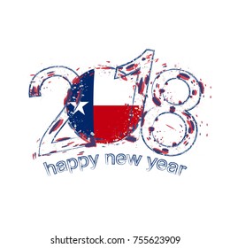 2018 Happy New Year Texas US State  grunge vector template for greeting card, calendars 2018, seasonal flyers, christmas invitations and other.