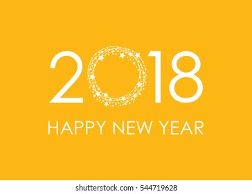 2018 Happy New Year text for card for your design. Vector illustration.