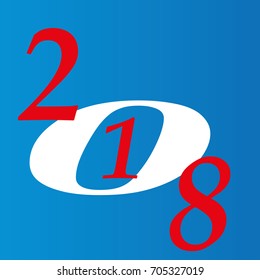 2018 Happy New Year text for card for your design. Vector illustration.
