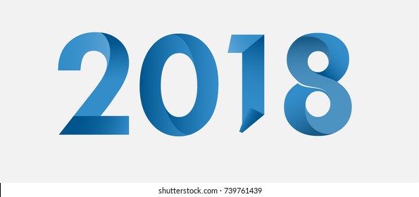 2018 happy new year text with decoration in celebrate style blue tone color for wallpaper banner