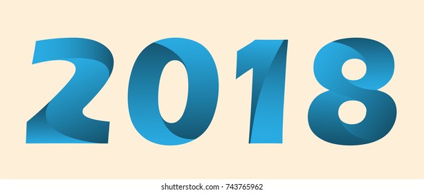 2018 happy new year text with decoration in celebrate style blue tone color for wallpaper banner
