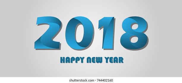 2018 happy new year text with decoration in celebrate style blue tone color for wallpaper banner