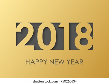 2018 Happy New Year text for greeting card, calendar, invitation. Vector illustration.