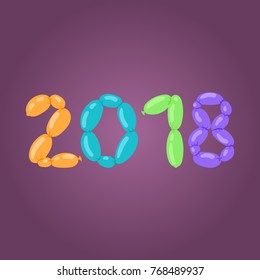2018 happy New Year text design for Christmas calendar or greeting card text for Holiday calendar print colored 2018 design newborn party illustration