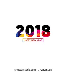 2018 Happy new year text background isolated, vector illustration