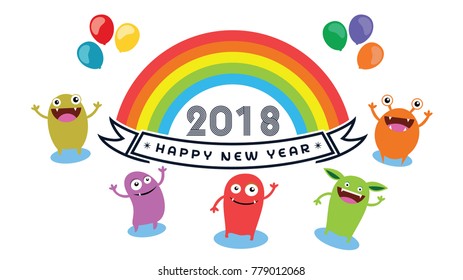 2018 Happy New Year text for card for your design. Fun 2018. Vector illustration. Banner