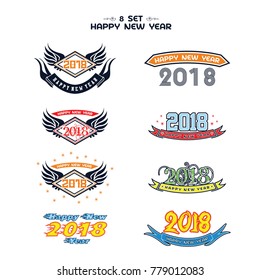 2018 Happy New Year text for card for your design. Fun 2018. Vector illustration. Banner