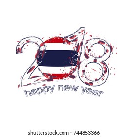 2018 Happy New Year Thailand grunge vector template for greeting card, calendars 2018, seasonal flyers, christmas invitations and other.