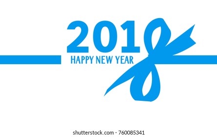 2018 Happy New Year. Title design for calendar or brochure.  Blue number 2018 with bow silhouette. 2018 year concept
