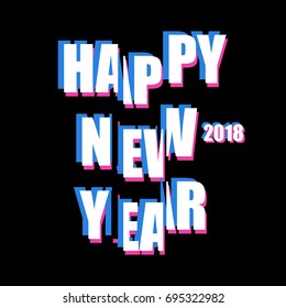 2018 Happy New Year trendy and minimalistic card or background.
Modern thin line design concept. Flat. Vector illustration
