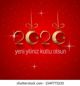 2018 Happy new year vector greeting card. Winter snow card Turkish - Mutlu Yillar. Yeni yiliniz kutlu olsu