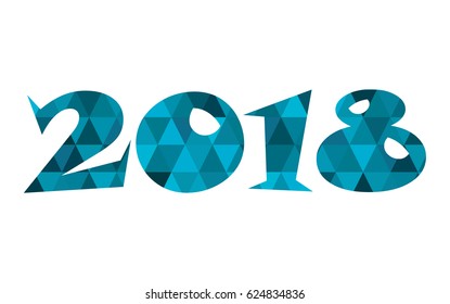 2018 Happy New Year vector blue low poly symbol isolated