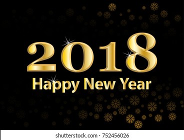 2018 Happy New Year vector background with gold silver glitter numbers. Festive retro poster with shimmering texture