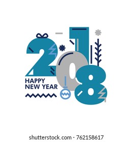 2018 happy new year. Vector illustration. Icon Design Template