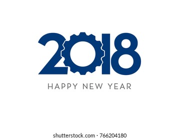 2018 happy new year vector with gear concept