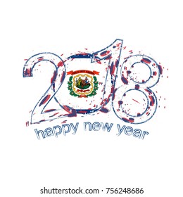 2018 Happy New Year West Virginia US State  grunge vector template for greeting card, calendars 2018, seasonal flyers, christmas invitations and other.