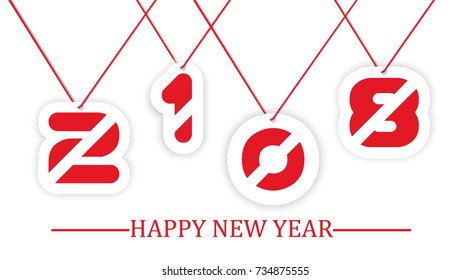 2018 happy new year written hanging with string