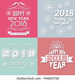 2018 happy new yearwritten retro style vintage