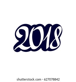 2018 isolated sticker, design template, vector illustration