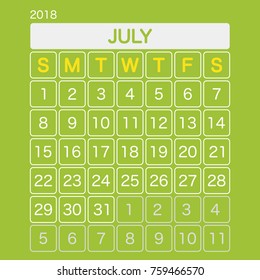 2018 JULY Calendar Planner Design.