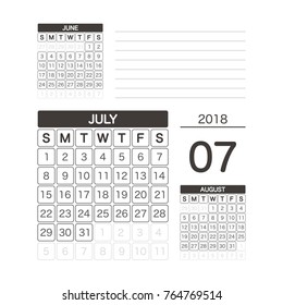 2018 JULY Calendar Planner Design.