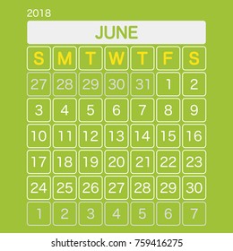 2018 JUNE Calendar Planner Design.