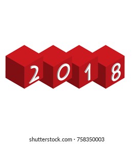 2018 laid out in red cubes in isometric view