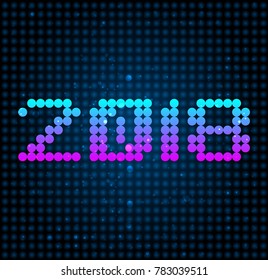 2018 led typographic design, Dotted vector illustration